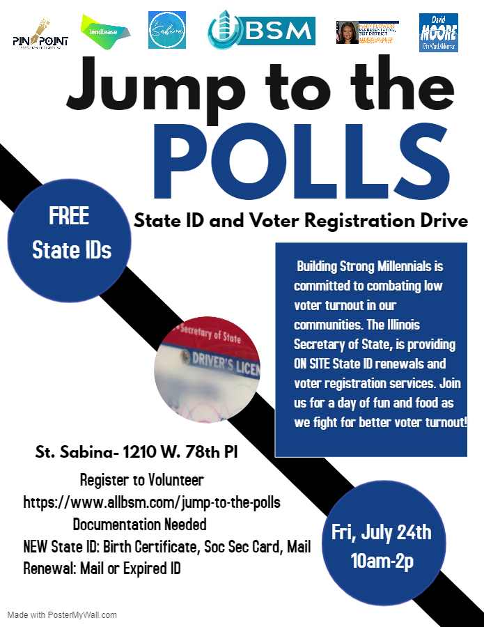 Jump to the Polls - Voter Registration and Illinois State ID on July 24, 2020 at Saint Sabina Churcg