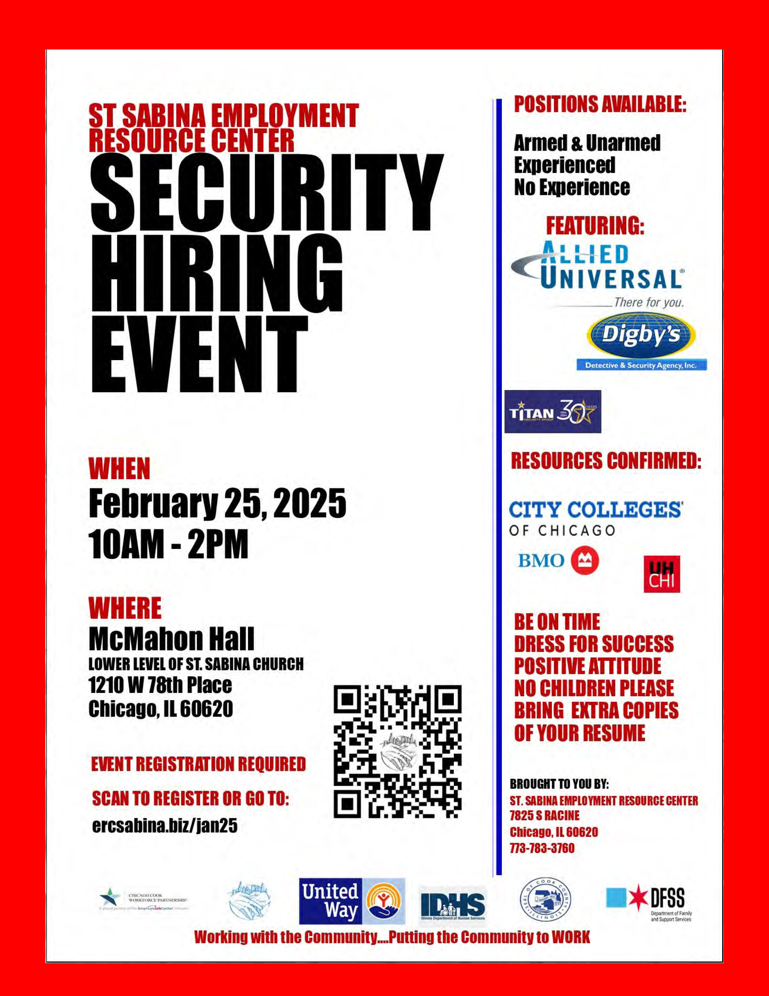 St. Sabina ERC Hiring Event: Security