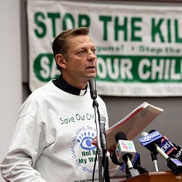 Portrait of Rev Pfleger at Anti Violence Press Conference at St. SabinaChurch 720px by 480px